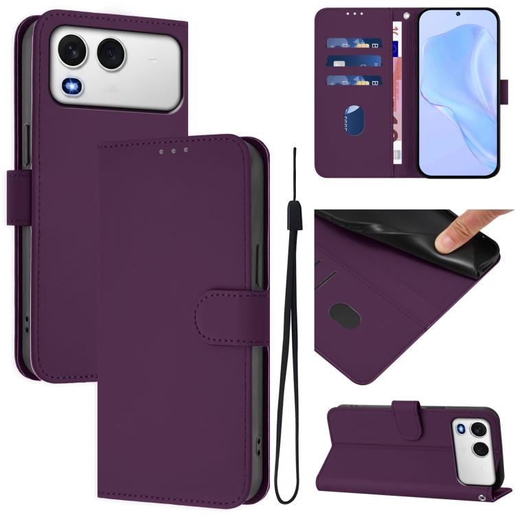 Skin Feel Solid Color Leather Phone Case with Lanyard, For itel A200 4G/A200+ 4G Global, For itel A95 5G