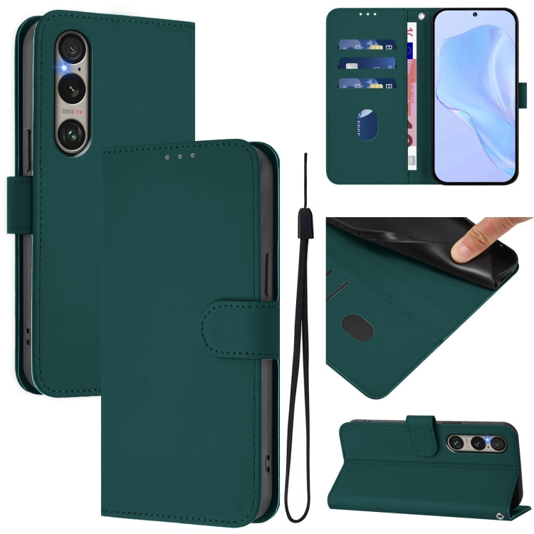 Skin Feel Solid Color Leather Phone Case with Lanyard, For Sony Xperia 10 VI 2024, For Sony Xperia 1 VI 2024