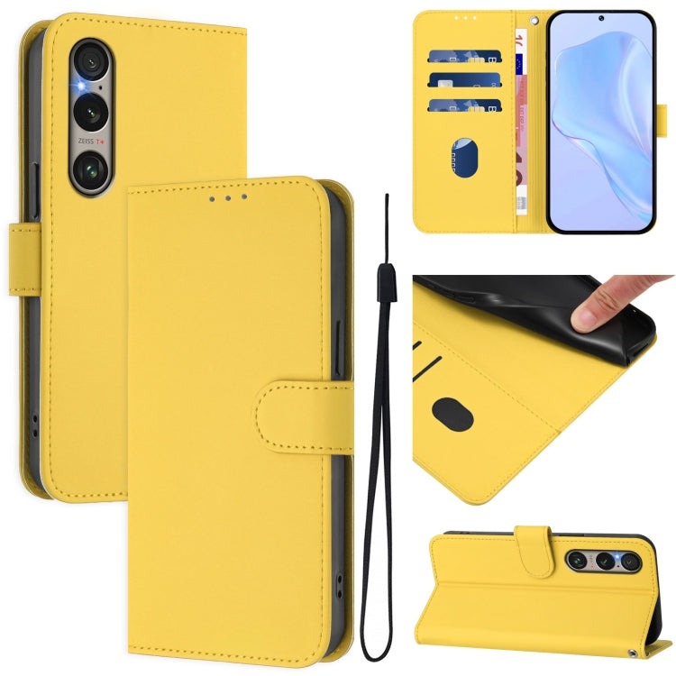 Skin Feel Solid Color Leather Phone Case with Lanyard, For Sony Xperia 10 VI 2024, For Sony Xperia 1 VI 2024