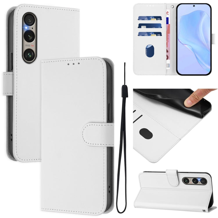 Skin Feel Solid Color Leather Phone Case with Lanyard, For Sony Xperia 10 VI 2024, For Sony Xperia 1 VI 2024