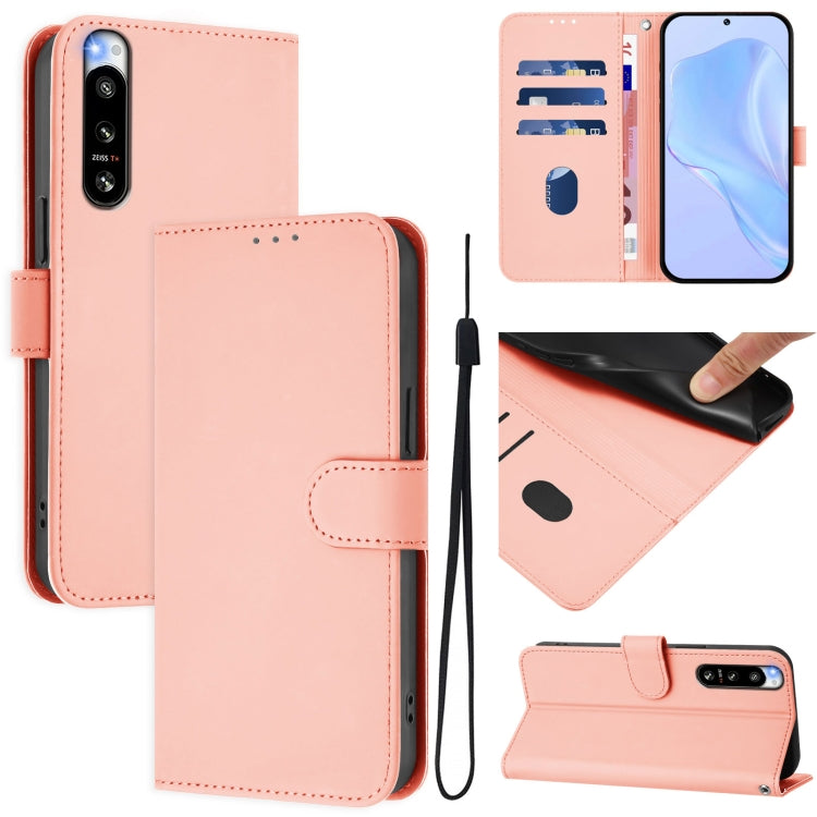 Skin Feel Solid Color Leather Phone Case with Lanyard, For Sony Xperia 10 V 2023, For Sony Xperia 5 IV