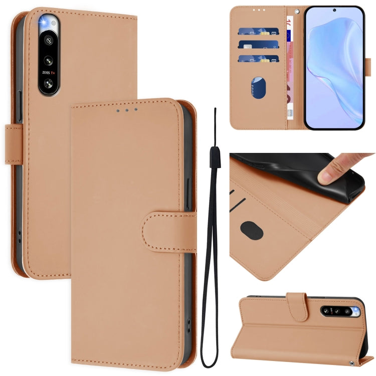 Skin Feel Solid Color Leather Phone Case with Lanyard, For Sony Xperia 10 V 2023, For Sony Xperia 5 IV