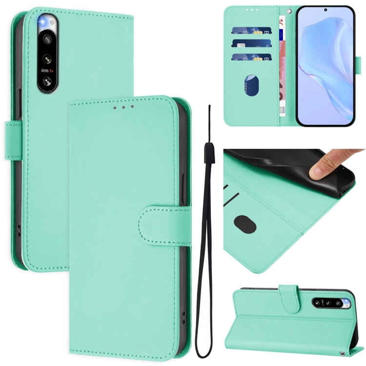 Skin Feel Solid Color Leather Phone Case with Lanyard, For Sony Xperia 10 V 2023, For Sony Xperia 5 IV