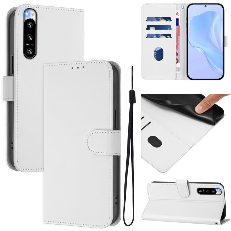Skin Feel Solid Color Leather Phone Case with Lanyard, For Sony Xperia 10 V 2023, For Sony Xperia 5 IV