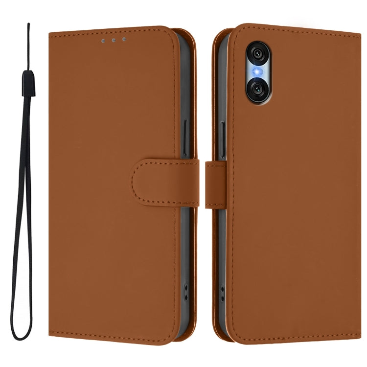 Skin Feel Solid Color Leather Phone Case with Lanyard, For Sony Xperia 10 VI 2024, For Sony Xperia 1 VI 2024