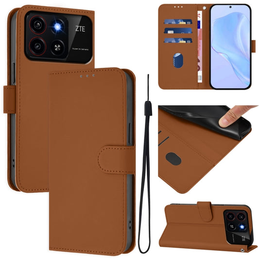 Skin Feel Solid Color Leather Phone Case with Lanyard, For ZTE Blade A35 / A55, For ZTE Blade V60 4G / Axon 60 4G