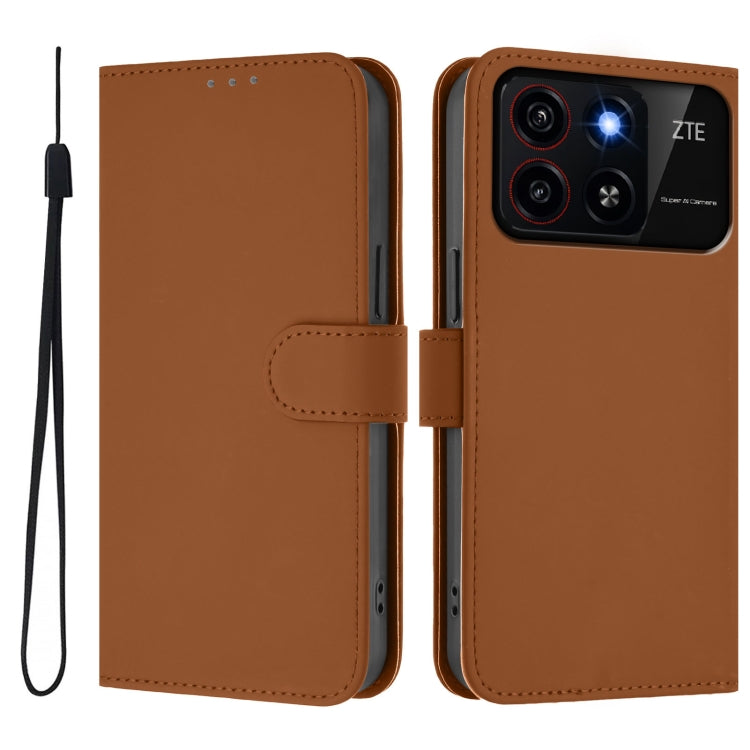 Skin Feel Solid Color Leather Phone Case with Lanyard, For ZTE Blade A35 / A55, For ZTE Blade V60 4G / Axon 60 4G
