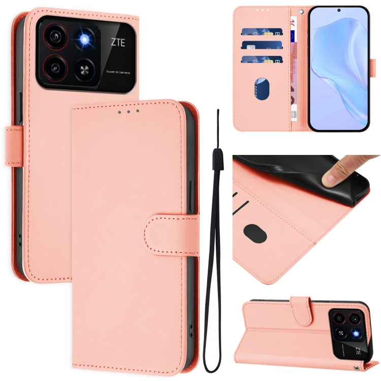 Skin Feel Solid Color Leather Phone Case with Lanyard, For ZTE Blade A35 / A55, For ZTE Blade V60 4G / Axon 60 4G