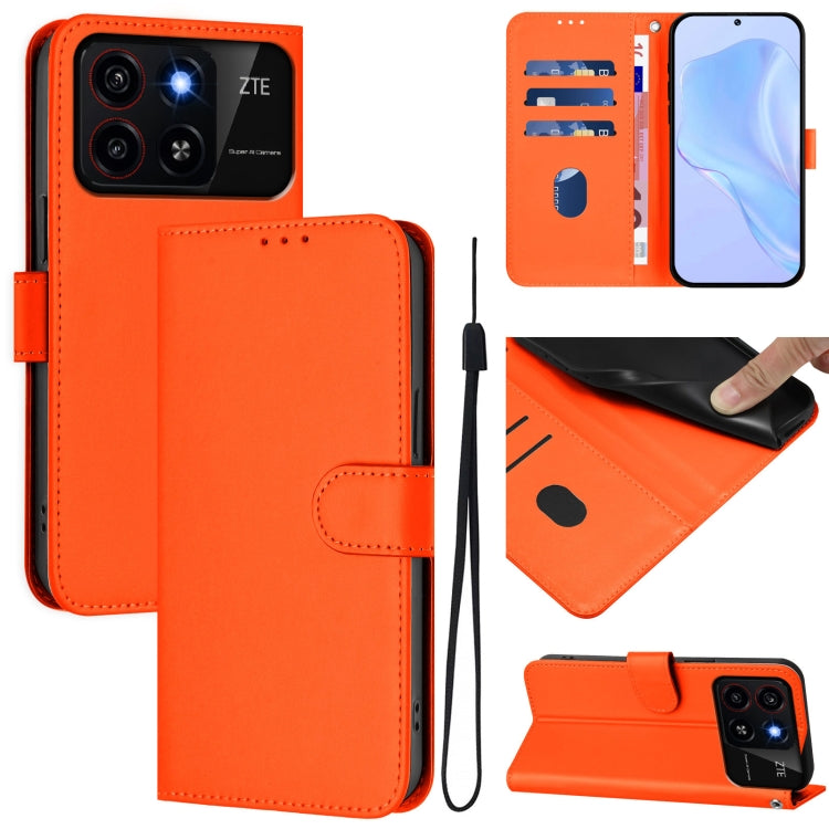 Skin Feel Solid Color Leather Phone Case with Lanyard, For ZTE Blade A35 / A55, For ZTE Blade V60 4G / Axon 60 4G