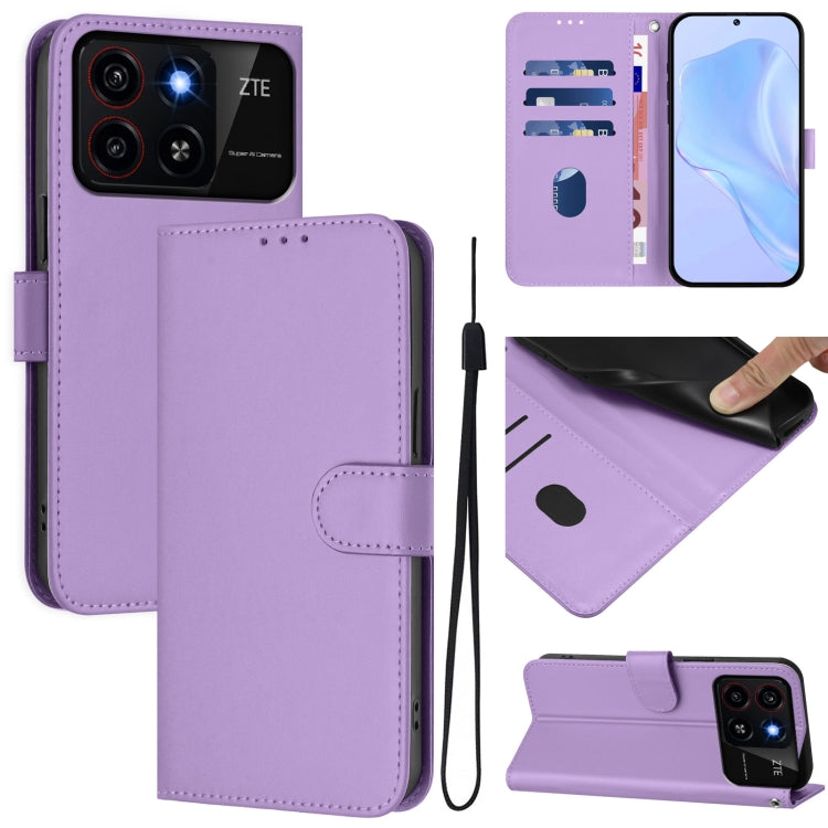 Skin Feel Solid Color Leather Phone Case with Lanyard, For ZTE Blade A35 / A55, For ZTE Blade V60 4G / Axon 60 4G