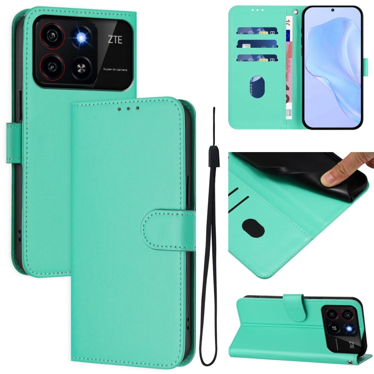 Skin Feel Solid Color Leather Phone Case with Lanyard, For ZTE Blade A35 / A55, For ZTE Blade V60 4G / Axon 60 4G