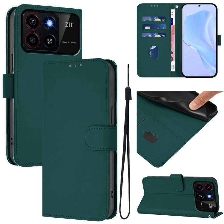 Skin Feel Solid Color Leather Phone Case with Lanyard, For ZTE Blade A35 / A55, For ZTE Blade V60 4G / Axon 60 4G