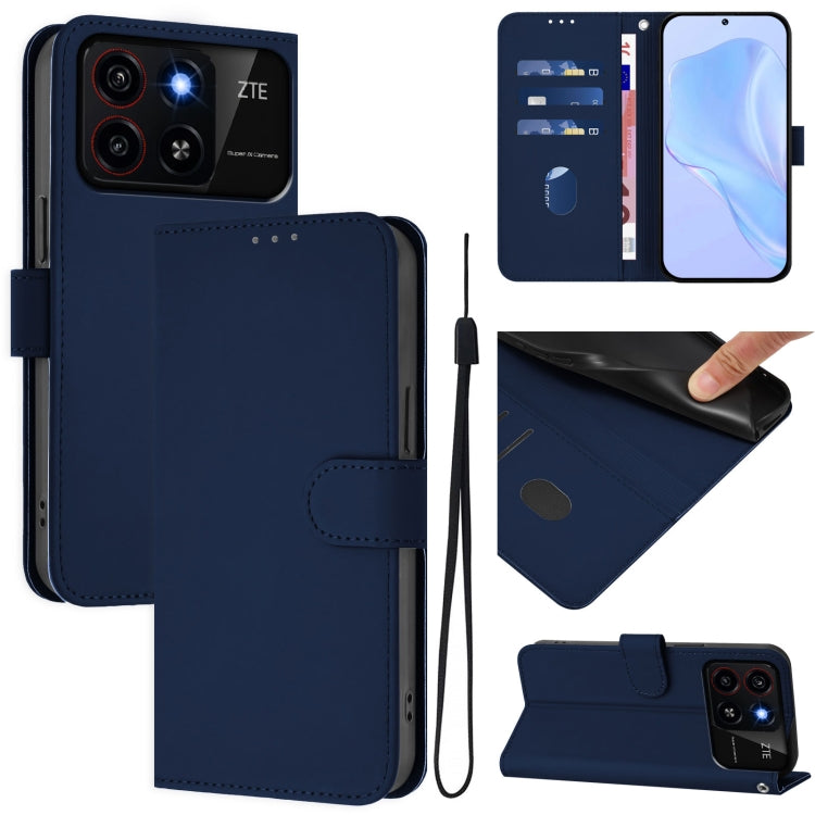 Skin Feel Solid Color Leather Phone Case with Lanyard, For ZTE Blade A35 / A55, For ZTE Blade V60 4G / Axon 60 4G