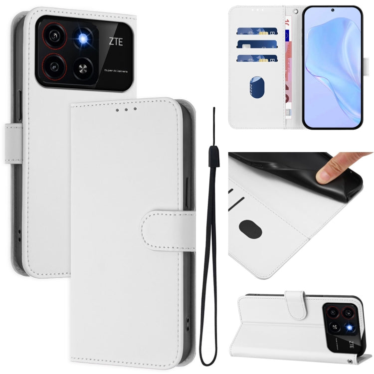 Skin Feel Solid Color Leather Phone Case with Lanyard, For ZTE Blade A35 / A55, For ZTE Blade V60 4G / Axon 60 4G
