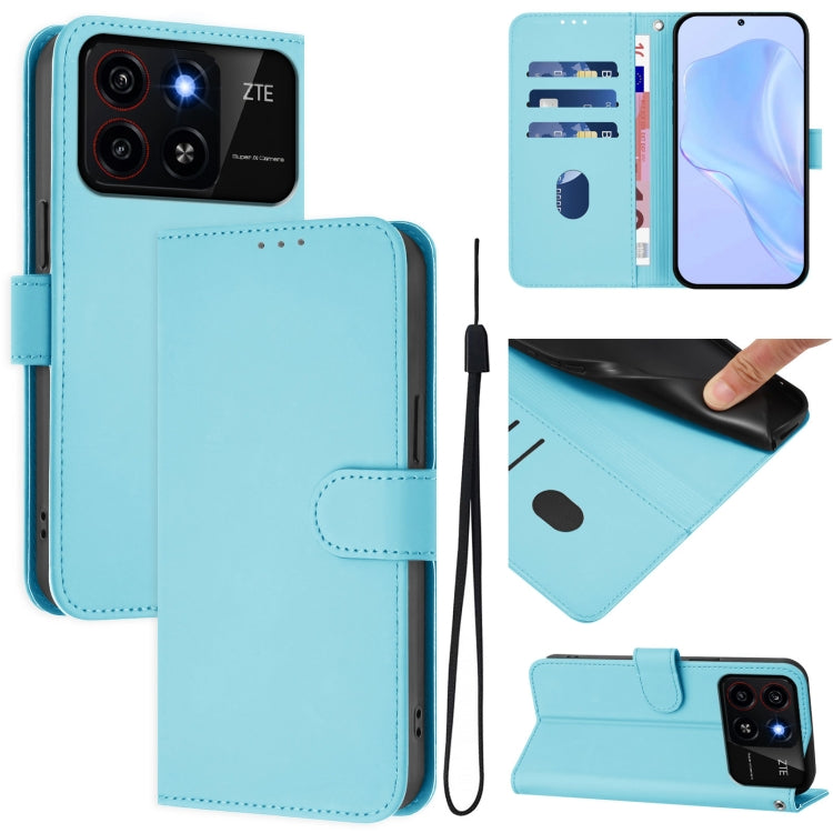 Skin Feel Solid Color Leather Phone Case with Lanyard, For ZTE Blade A35 / A55, For ZTE Blade V60 4G / Axon 60 4G