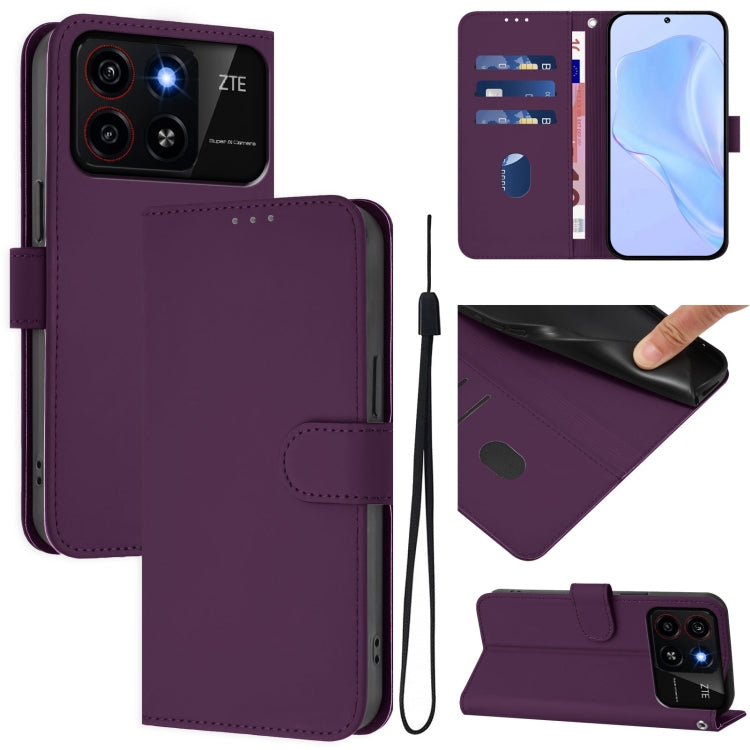 Skin Feel Solid Color Leather Phone Case with Lanyard, For ZTE Blade A35 / A55, For ZTE Blade V60 4G / Axon 60 4G