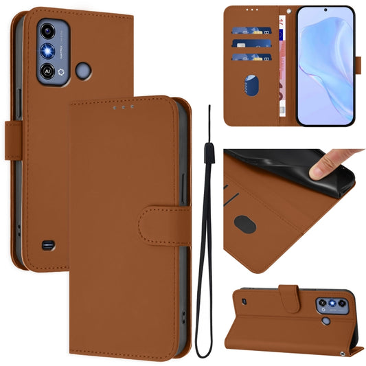 Skin Feel Solid Color Leather Phone Case with Lanyard, For ZTE Blade A53 / A53+, For ZTE Blade A53 Pro