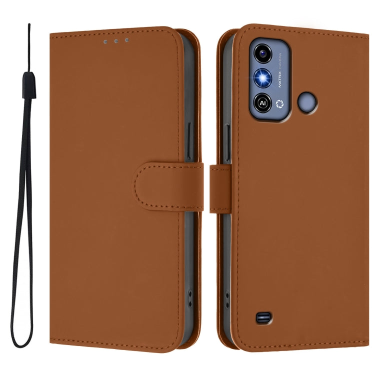 Skin Feel Solid Color Leather Phone Case with Lanyard, For ZTE Blade A53 / A53+, For ZTE Blade A53 Pro