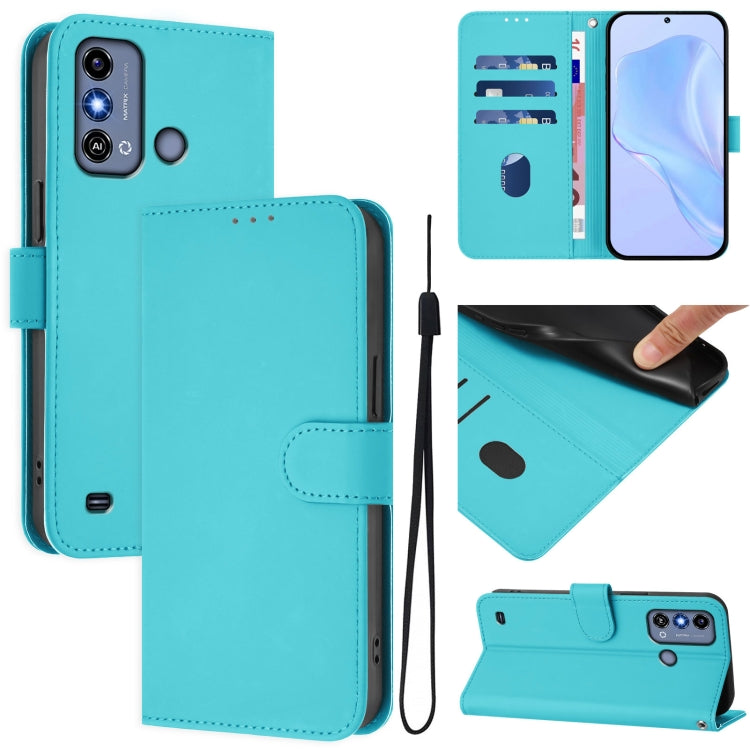 Skin Feel Solid Color Leather Phone Case with Lanyard, For ZTE Blade A53 / A53+, For ZTE Blade A53 Pro