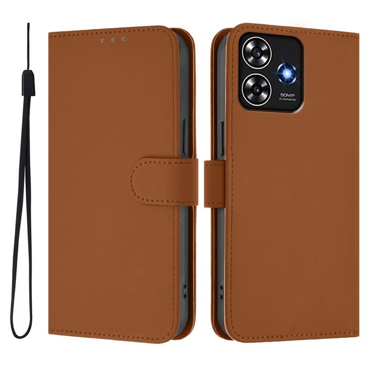 Skin Feel Solid Color Leather Phone Case with Lanyard, For ZTE Blade A73 4G, For ZTE Blade V50 Vita