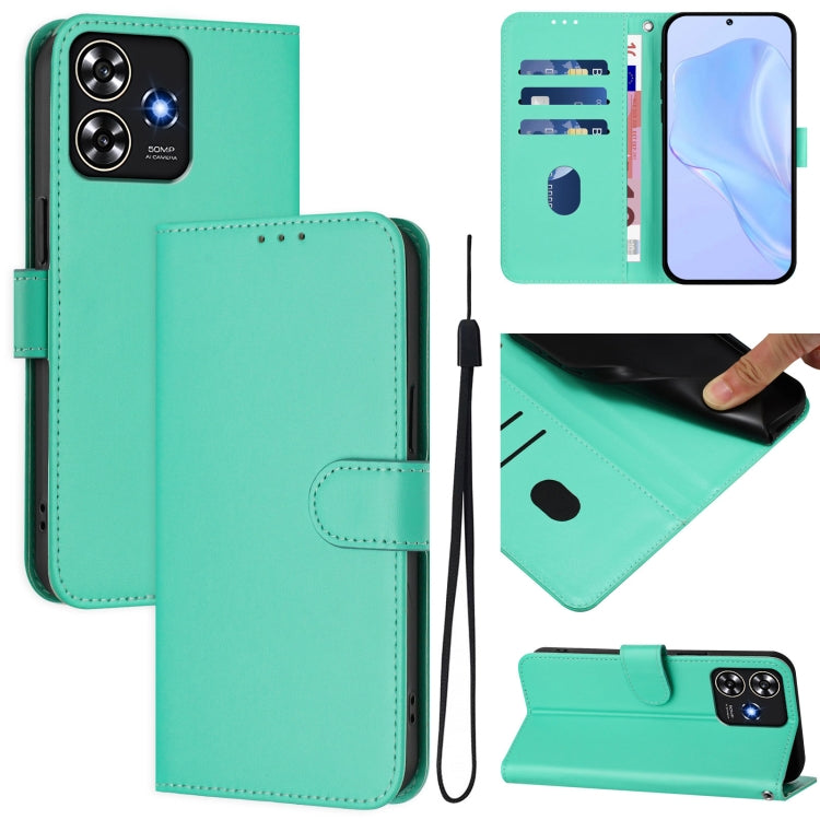 Skin Feel Solid Color Leather Phone Case with Lanyard, For ZTE Blade A73 4G, For ZTE Blade V50 Vita
