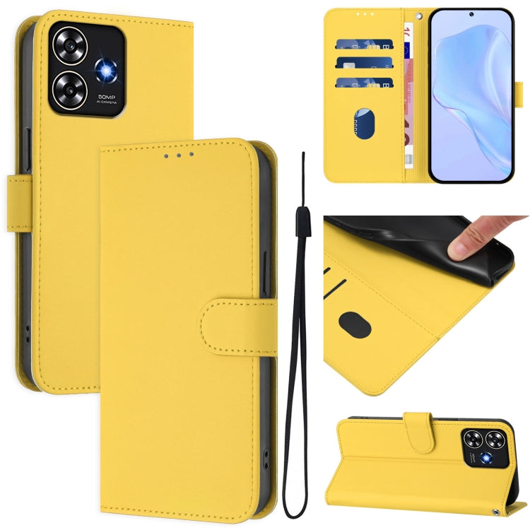 Skin Feel Solid Color Leather Phone Case with Lanyard, For ZTE Blade A73 4G, For ZTE Blade V50 Vita