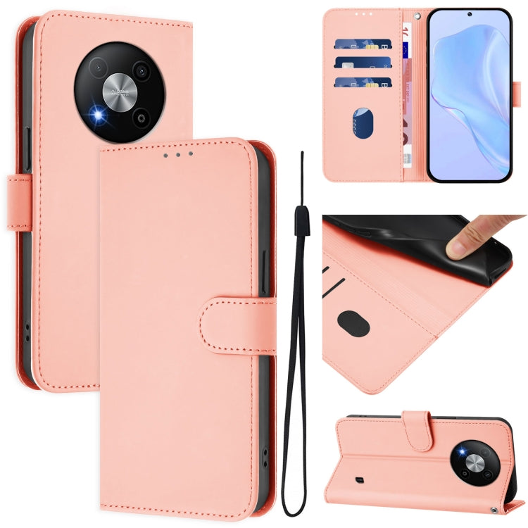 Skin Feel Solid Color Leather Phone Case with Lanyard, For ZTE Nubia Z60 Ultra, For ZTE Blade A73 5G