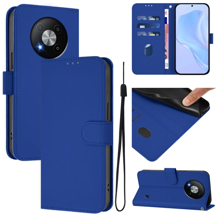 Skin Feel Solid Color Leather Phone Case with Lanyard, For ZTE Nubia Z60 Ultra, For ZTE Blade A73 5G