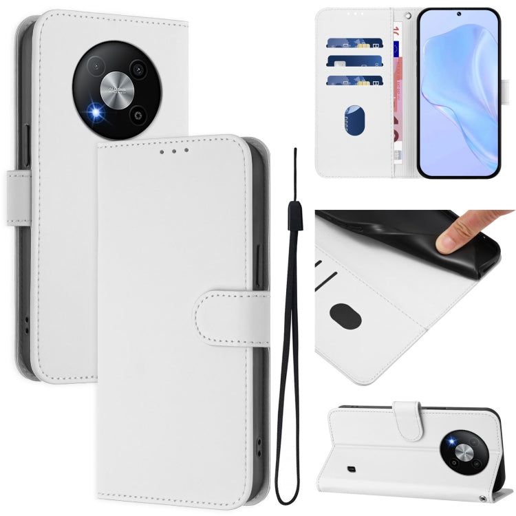 Skin Feel Solid Color Leather Phone Case with Lanyard, For ZTE Nubia Z60 Ultra, For ZTE Blade A73 5G