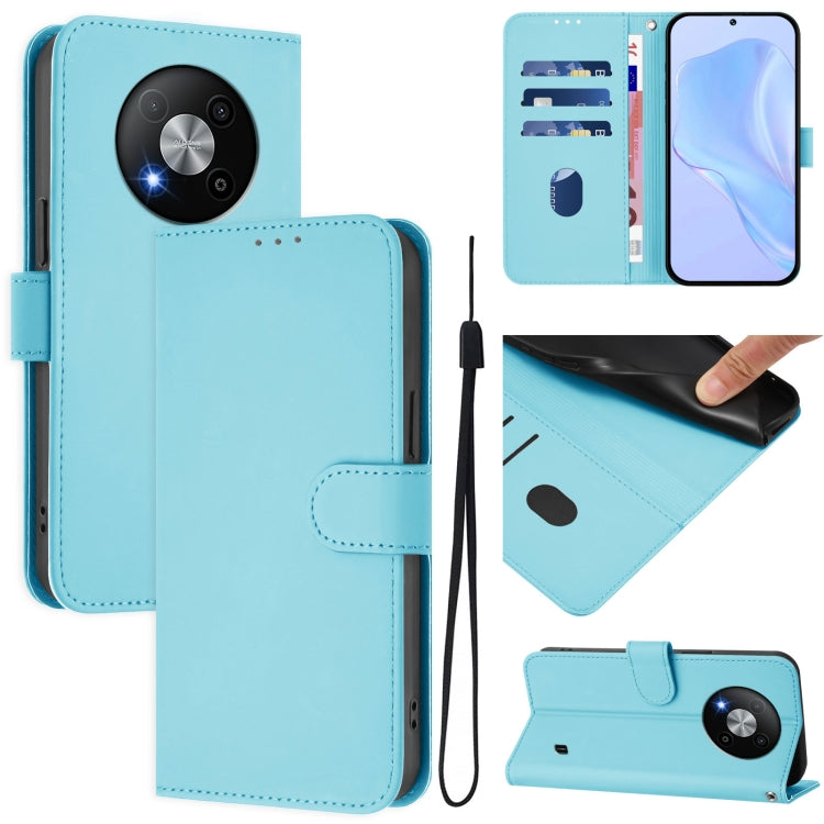 Skin Feel Solid Color Leather Phone Case with Lanyard, For ZTE Nubia Z60 Ultra, For ZTE Blade A73 5G