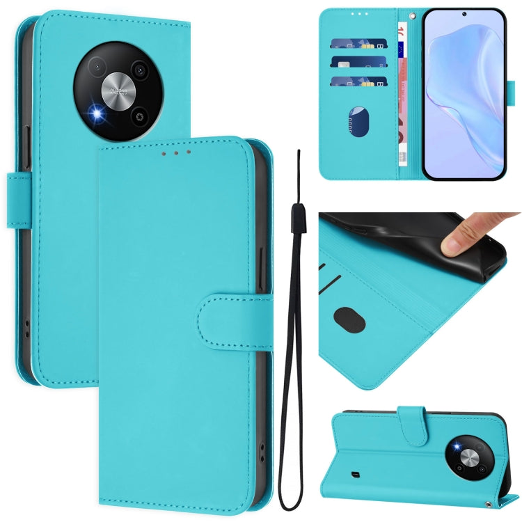 Skin Feel Solid Color Leather Phone Case with Lanyard, For ZTE Nubia Z60 Ultra, For ZTE Blade A73 5G