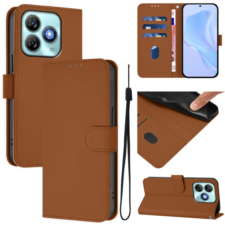 Skin Feel Solid Color Leather Phone Case with Lanyard, For ZTE Blade A75 5G, For ZTE Blade A75 4G
