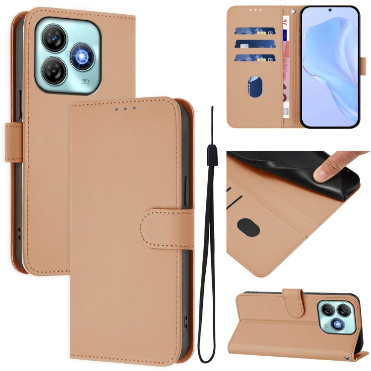 Skin Feel Solid Color Leather Phone Case with Lanyard, For ZTE Blade A75 5G, For ZTE Blade A75 4G