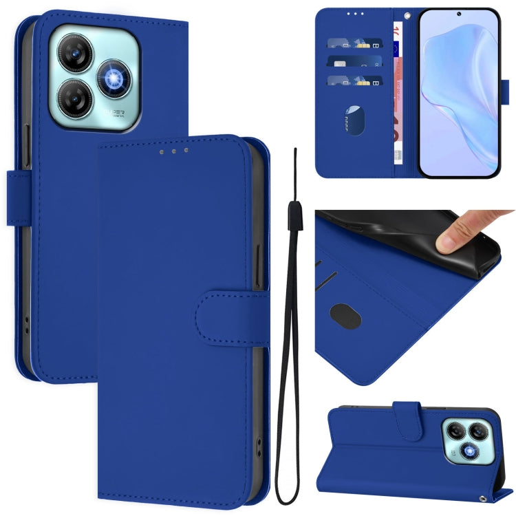 Skin Feel Solid Color Leather Phone Case with Lanyard, For ZTE Blade A75 5G, For ZTE Blade A75 4G
