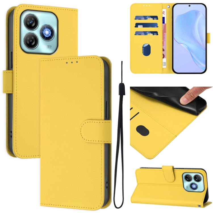 Skin Feel Solid Color Leather Phone Case with Lanyard, For ZTE Blade A75 5G, For ZTE Blade A75 4G