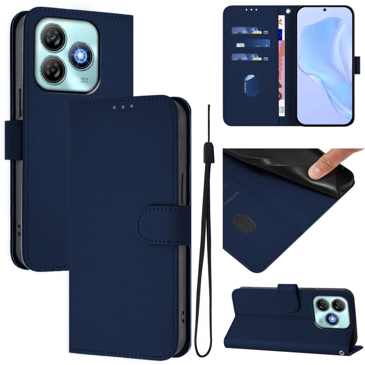 Skin Feel Solid Color Leather Phone Case with Lanyard, For ZTE Blade A75 5G, For ZTE Blade A75 4G
