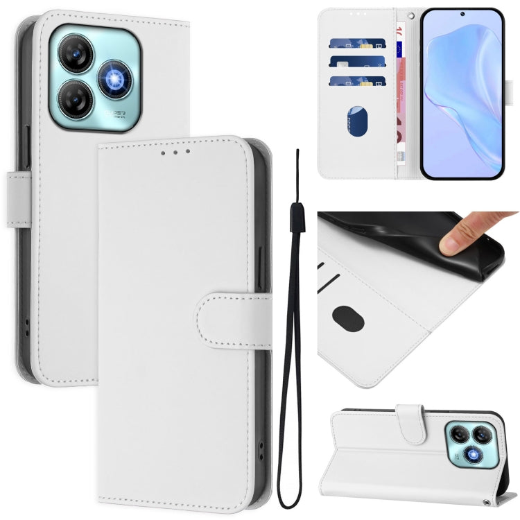 Skin Feel Solid Color Leather Phone Case with Lanyard, For ZTE Blade A75 5G, For ZTE Blade A75 4G