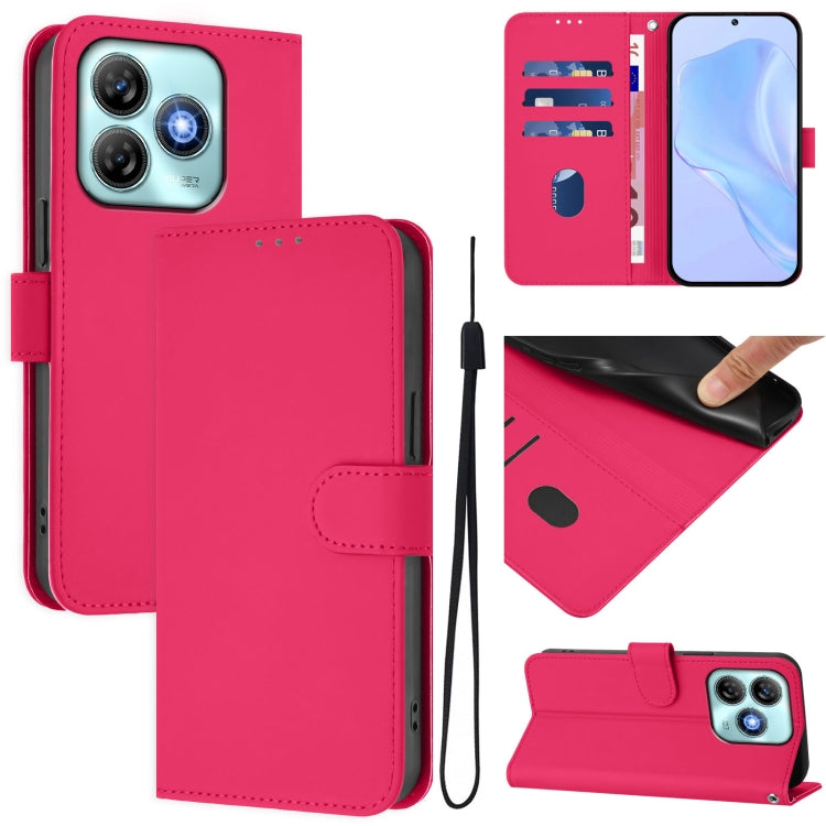 Skin Feel Solid Color Leather Phone Case with Lanyard, For ZTE Blade A75 5G, For ZTE Blade A75 4G