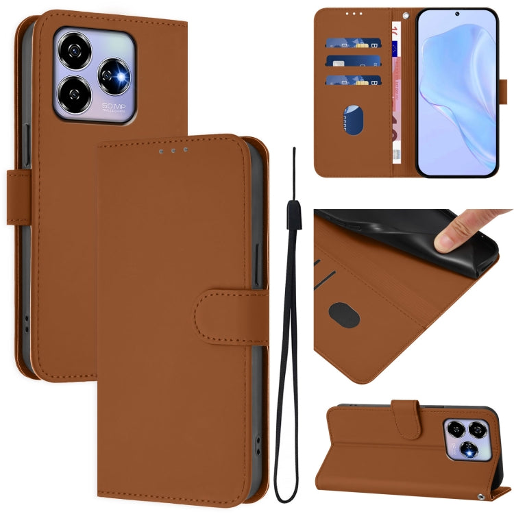 Skin Feel Solid Color Leather Phone Case with Lanyard, For ZTE Blade A35 / A55, For ZTE Blade V60 4G / Axon 60 4G