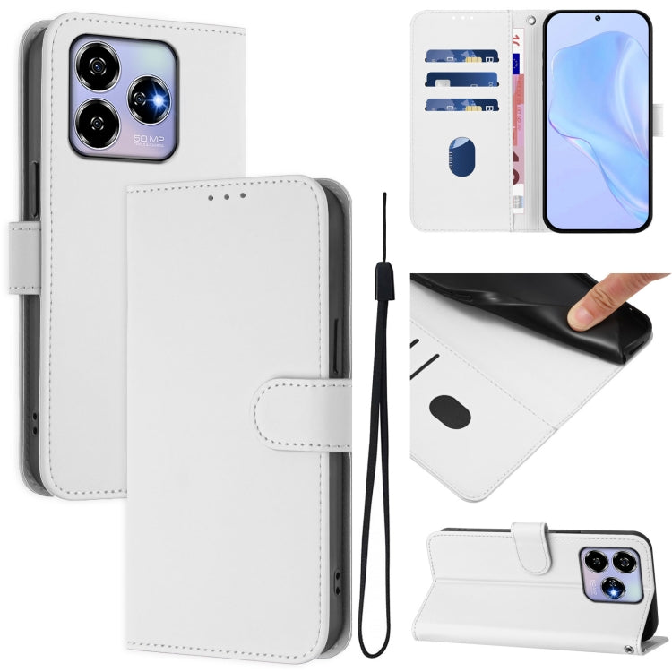 Skin Feel Solid Color Leather Phone Case with Lanyard, For ZTE Blade A35 / A55, For ZTE Blade V60 4G / Axon 60 4G