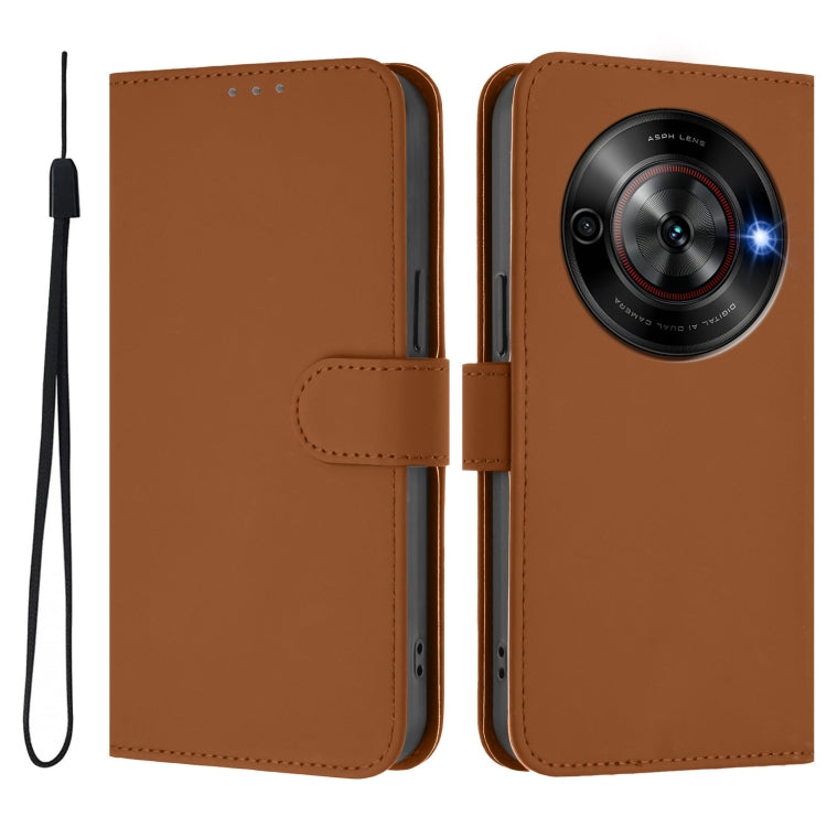 Skin Feel Solid Color Leather Phone Case with Lanyard, For ZTE Blade A75 5G, For ZTE Blade A75 4G