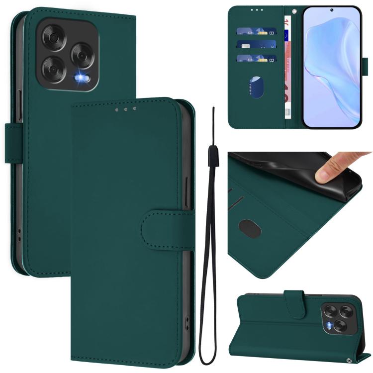 Skin Feel Solid Color Leather Phone Case with Lanyard, For ZTE Blade V70 Vita / V70 Design, For ZTE Blade V70 Design