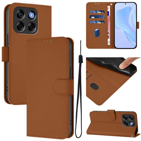 Skin Feel Solid Color Leather Phone Case with Lanyard, For ZTE Blade V70 Vita / V70 Design, For ZTE Blade V70 Design