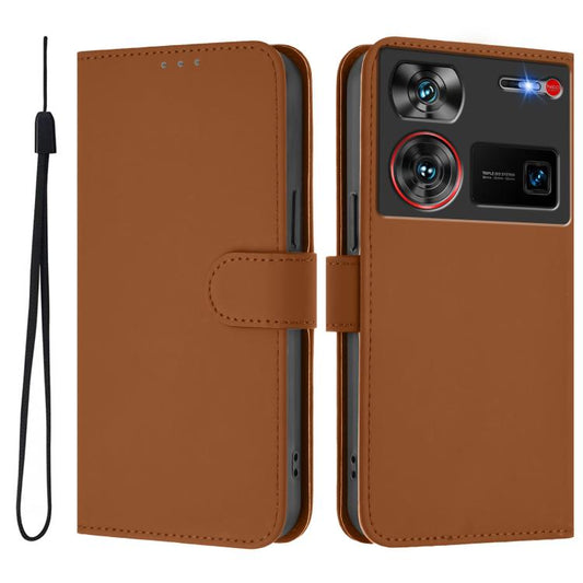 Skin Feel Solid Color Leather Phone Case with Lanyard, For ZTE Nubia Z60 Ultra, For ZTE Blade A73 5G