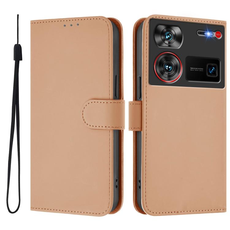 Skin Feel Solid Color Leather Phone Case with Lanyard, For ZTE Nubia Z60 Ultra, For ZTE Blade A73 5G