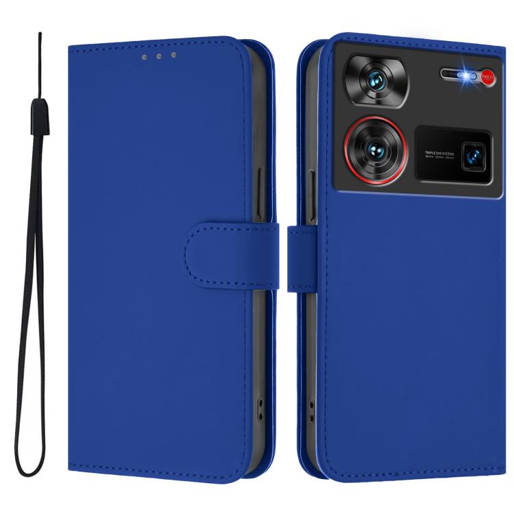 Skin Feel Solid Color Leather Phone Case with Lanyard, For ZTE Nubia Z60 Ultra, For ZTE Blade A73 5G