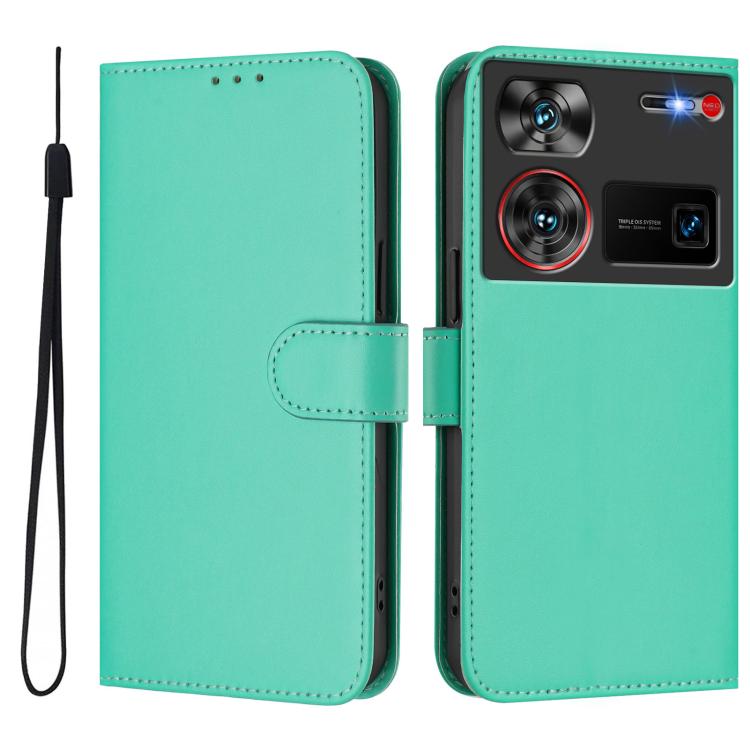 Skin Feel Solid Color Leather Phone Case with Lanyard, For ZTE Nubia Z60 Ultra, For ZTE Blade A73 5G