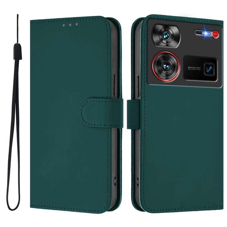 Skin Feel Solid Color Leather Phone Case with Lanyard, For ZTE Nubia Z60 Ultra, For ZTE Blade A73 5G