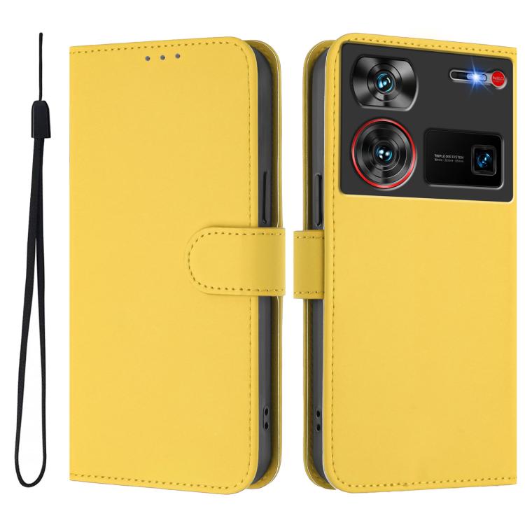 Skin Feel Solid Color Leather Phone Case with Lanyard, For ZTE Nubia Z60 Ultra, For ZTE Blade A73 5G