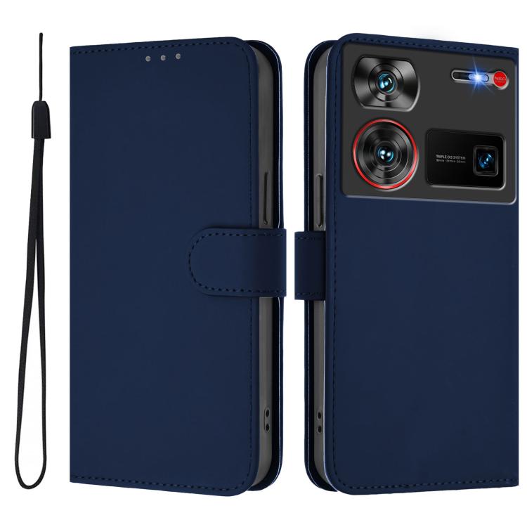 Skin Feel Solid Color Leather Phone Case with Lanyard, For ZTE Nubia Z60 Ultra, For ZTE Blade A73 5G